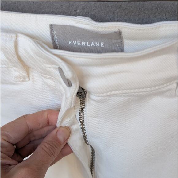 NWOT Everlane White Denim The Organic Way-High® Shortie Shorts, size 2 - Picture 3 of 7